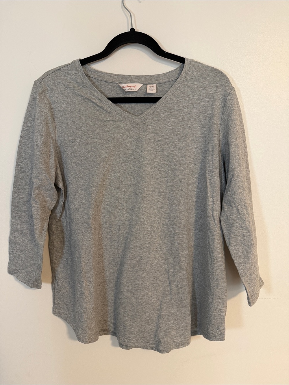 Weatherproof Heather Gray V-Neck Long Sleeve Tee